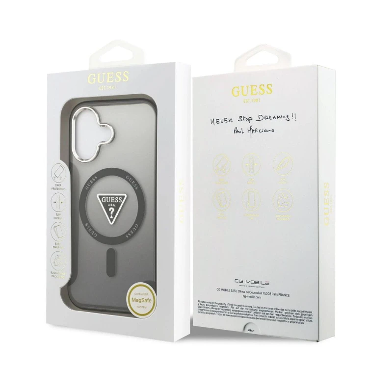 Etui Guess iPhone 17 IML Gradient Triangle Logo Czarne - MagSafe