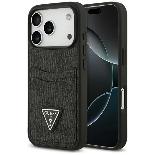 Etui Guess iPhone 17 Pro 4G Double Card Triangle Czarne - Futerał z Kieszonką na Karty