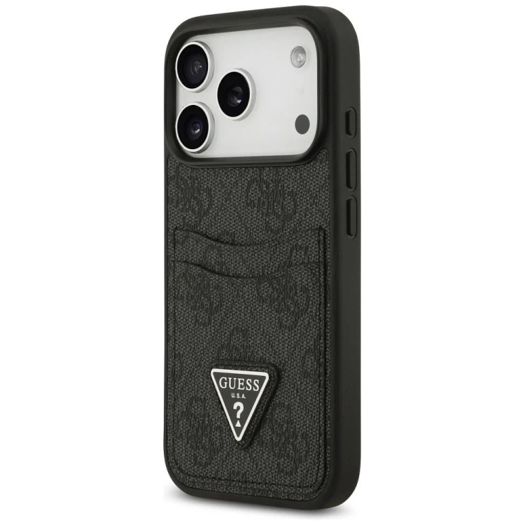 Etui Guess iPhone 17 Pro 4G Double Card Triangle Czarne - Futerał z Kieszonką na Karty