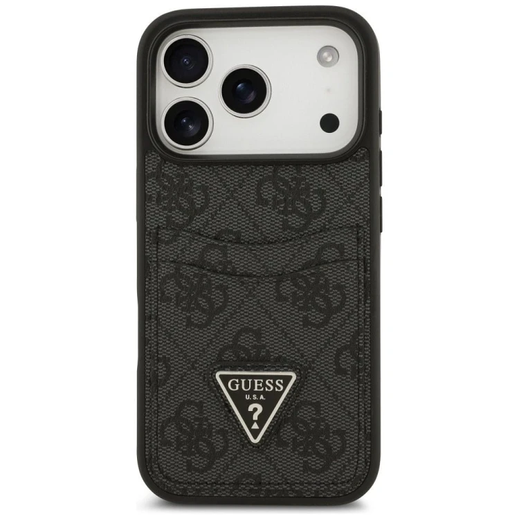 Etui Guess iPhone 17 Pro 4G Double Card Triangle Czarne - Futerał z Kieszonką na Karty