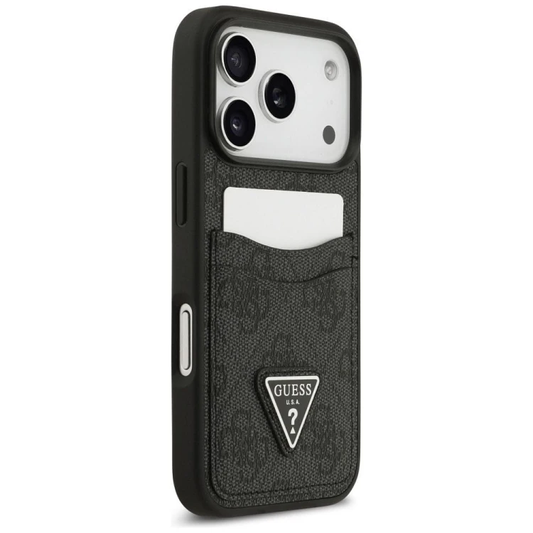 Etui Guess iPhone 17 Pro 4G Double Card Triangle Czarne - Futerał z Kieszonką na Karty