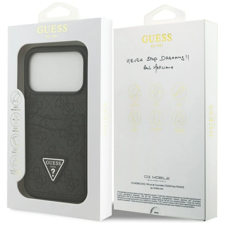 Etui Guess iPhone 17 Pro 4G Double Card Triangle Czarne - Futerał z Kieszonką na Karty