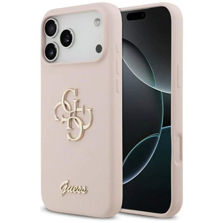 Etui Guess iPhone 17 Pro Max Silicone Big 4G Script Różowe - Oryginalny Silikonowy Futerał