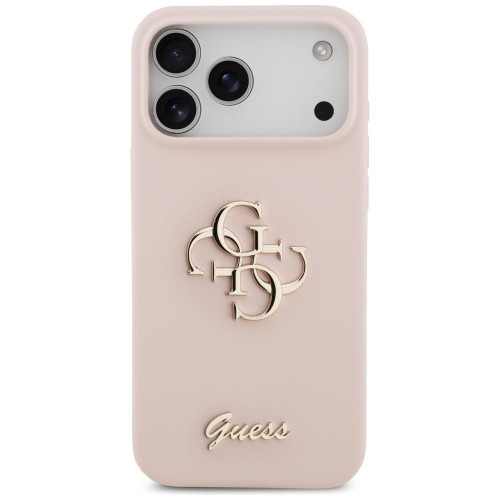 Etui Guess iPhone 17 Pro Max Silicone Big 4G Script Różowe - Oryginalny Silikonowy Futerał