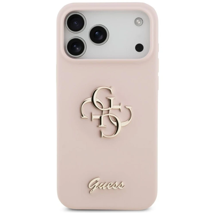 Etui Guess iPhone 17 Pro Max Silicone Big 4G Script Różowe - Oryginalny Silikonowy Futerał