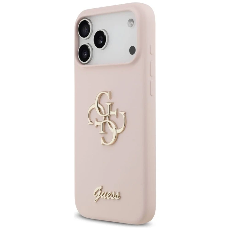 Etui Guess iPhone 17 Pro Max Silicone Big 4G Script Różowe - Oryginalny Silikonowy Futerał