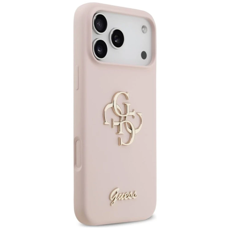 Etui Guess iPhone 17 Pro Max Silicone Big 4G Script Różowe - Oryginalny Silikonowy Futerał