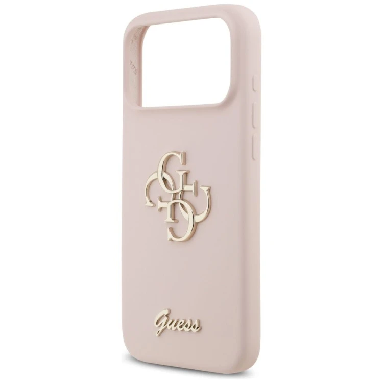 Etui Guess iPhone 17 Pro Max Silicone Big 4G Script Różowe - Oryginalny Silikonowy Futerał