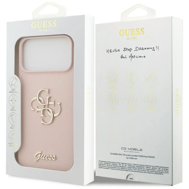 Etui Guess iPhone 17 Pro Max Silicone Big 4G Script Różowe - Oryginalny Silikonowy Futerał