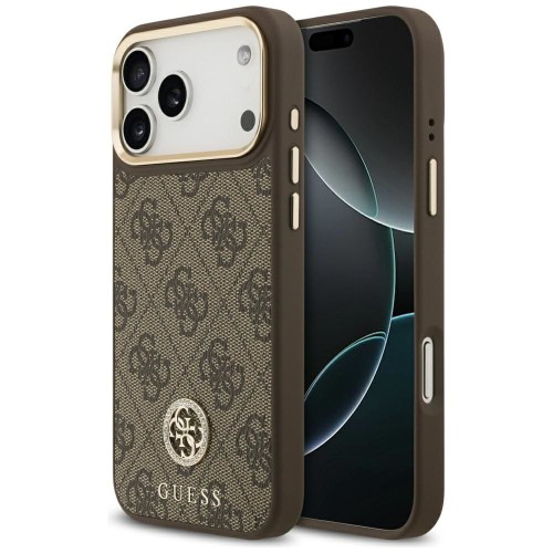 Etui Guess iPhone 17 Pro Max 4G Strass Logo Brązowe - Oryginalny Pokrowiec MagSafe