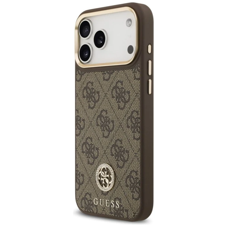 Etui Guess iPhone 17 Pro Max 4G Strass Logo Brązowe - Oryginalny Pokrowiec MagSafe
