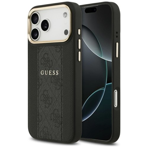Etui Guess iPhone 17 Pro Max 4G Stripe Czarne - Oryginalny Pokrowiec MagSafe Złota Ramka