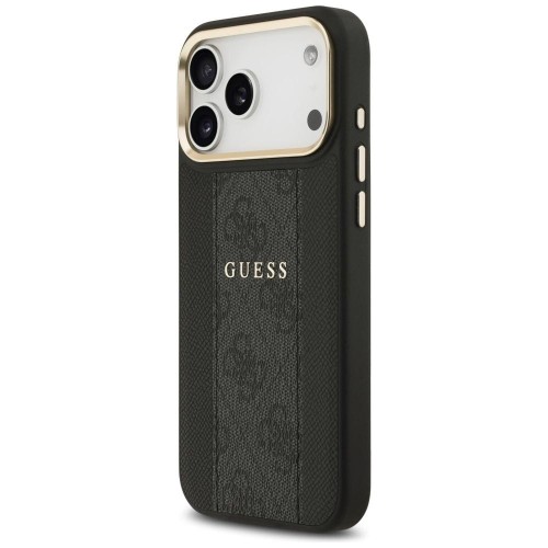 Etui Guess iPhone 17 Pro Max 4G Stripe Czarne - Oryginalny Pokrowiec MagSafe Złota Ramka