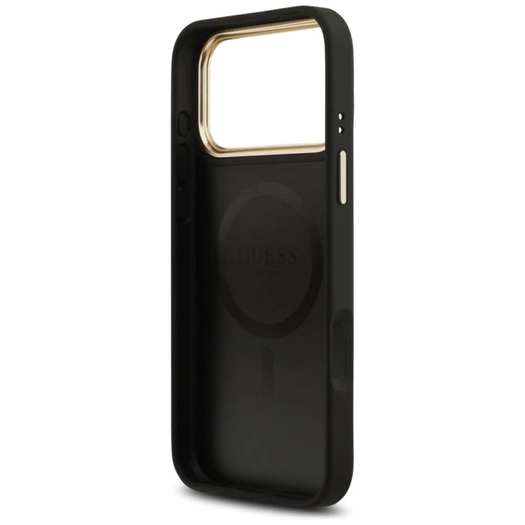 Etui Guess iPhone 17 Pro Max 4G Stripe Czarne - Oryginalny Pokrowiec MagSafe Złota Ramka