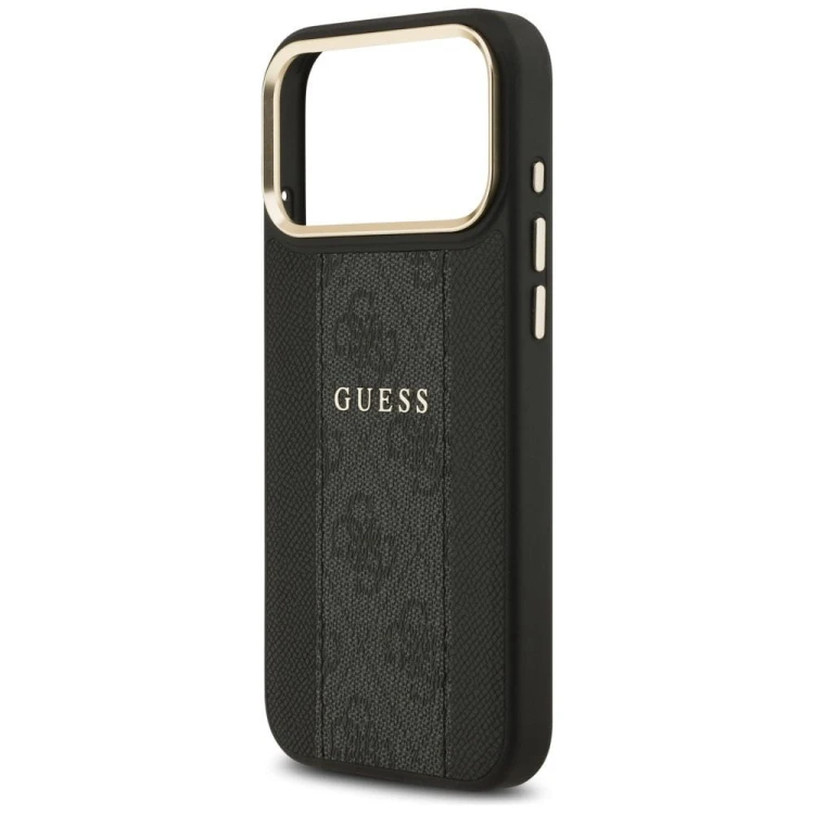 Etui Guess iPhone 17 Pro Max 4G Stripe Czarne - Oryginalny Pokrowiec MagSafe Złota Ramka
