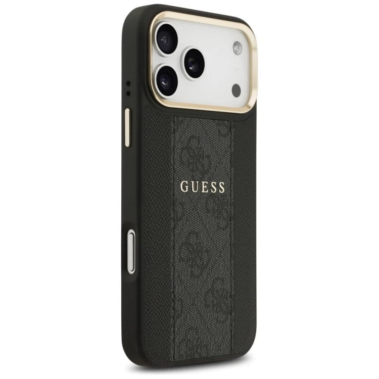 Etui Guess iPhone 17 Pro Max 4G Stripe Czarne - Oryginalny Pokrowiec MagSafe Złota Ramka