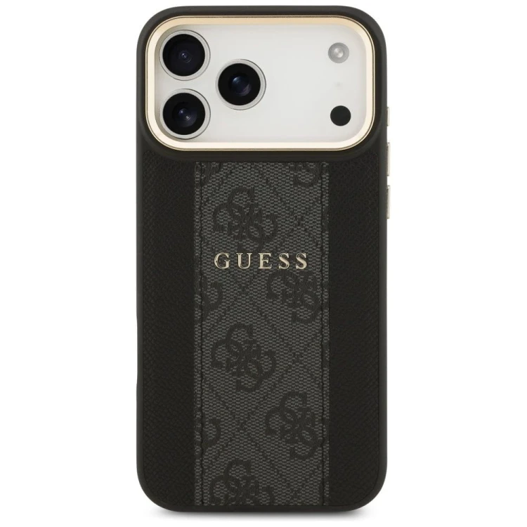 Etui Guess iPhone 17 Pro Max 4G Stripe Czarne - Oryginalny Pokrowiec MagSafe Złota Ramka