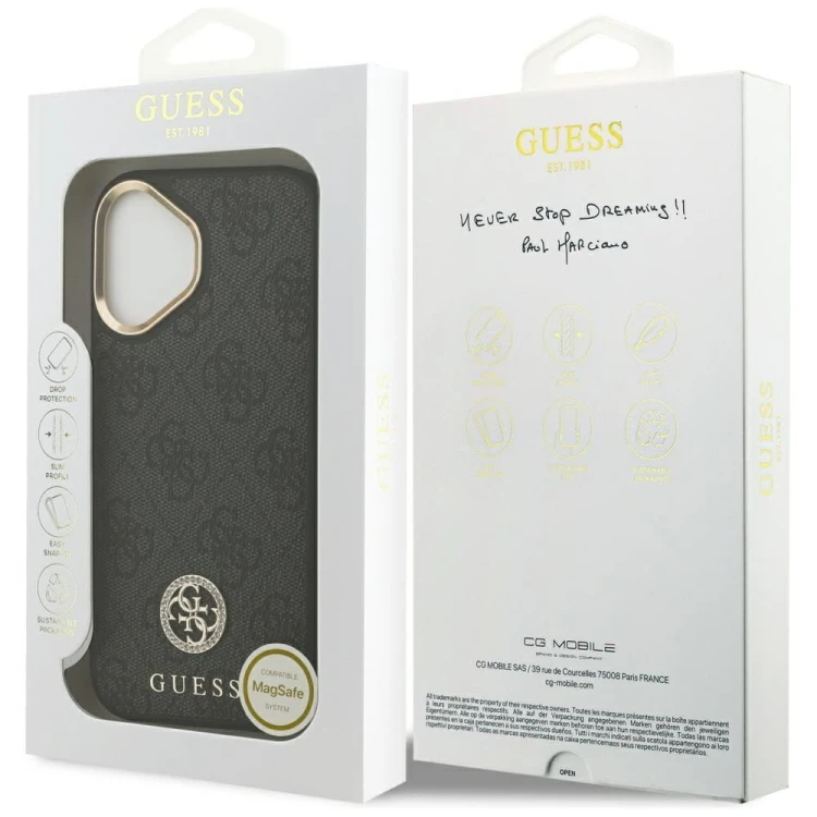 Etui Guess iPhone 17 4G Strass Logo Czarne - Oryginalny Pokrowiec MagSafe