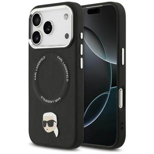 Ekskluzywne etui Karl Lagerfeld do iPhone 17 MagSafe Silicone Karl&Choupette Ring – czarne