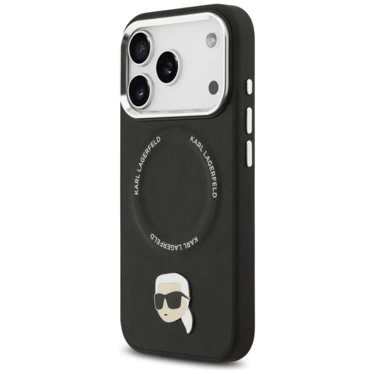 Ekskluzywne etui Karl Lagerfeld do iPhone 17 MagSafe Silicone Karl&Choupette Ring – czarne
