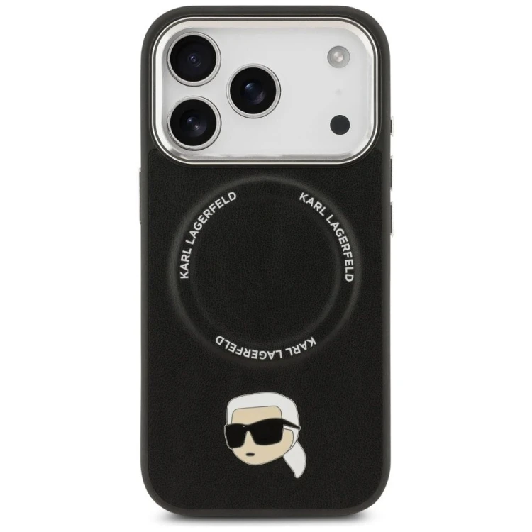 Ekskluzywne etui Karl Lagerfeld do iPhone 17 MagSafe Silicone Karl&Choupette Ring – czarne