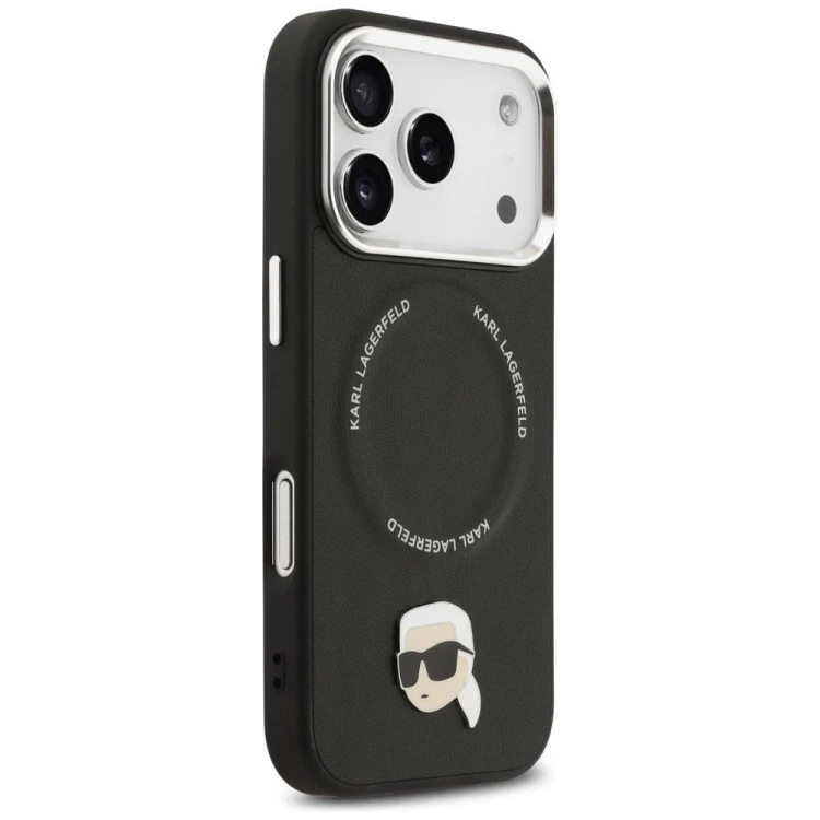 Ekskluzywne etui Karl Lagerfeld do iPhone 17 MagSafe Silicone Karl&Choupette Ring – czarne