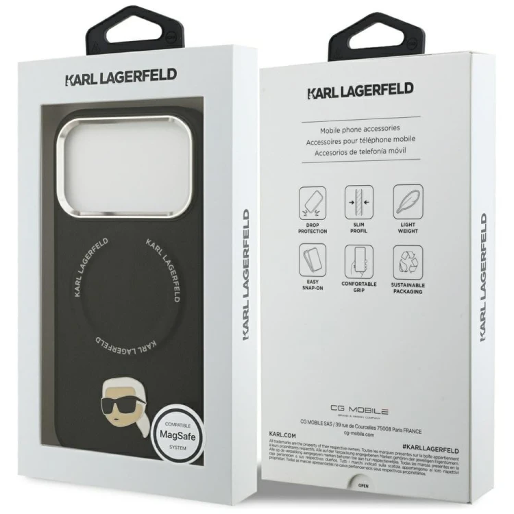 Ekskluzywne etui Karl Lagerfeld do iPhone 17 MagSafe Silicone Karl&Choupette Ring – czarne