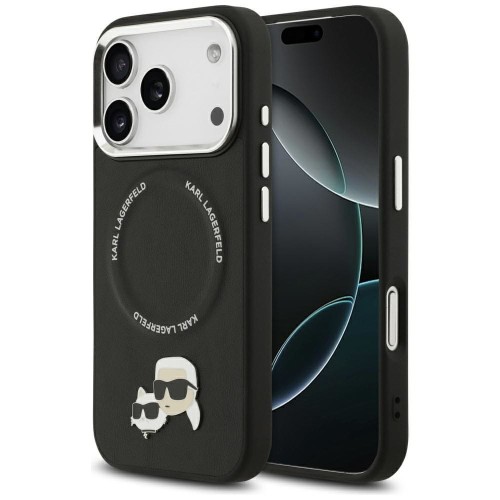 Luksusowe etui Karl Lagerfeld do iPhone 17 Pro MagSafe Karl & Choupette Pins – czarne