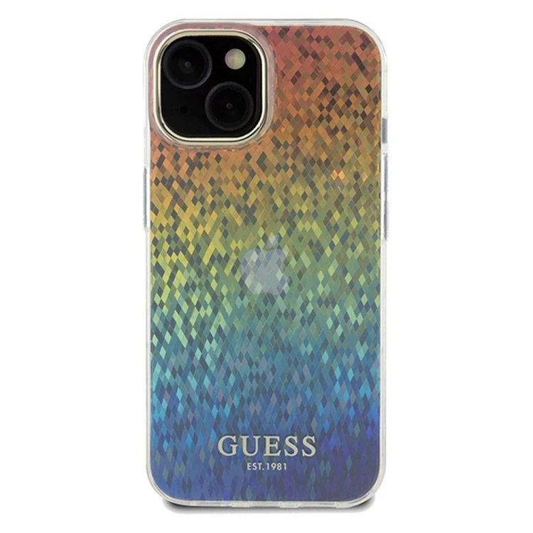 Guess etui iPhone 14 wielokolorowe IML Faceted Mirror disco iridescent – oryginalne GUHCP14SHDECMI