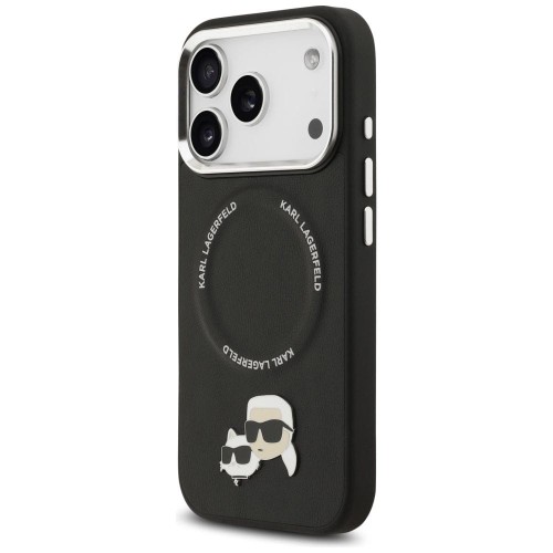 Luksusowe etui Karl Lagerfeld do iPhone 17 Pro MagSafe Karl & Choupette Pins – czarne