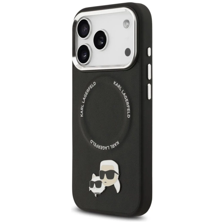 Luksusowe etui Karl Lagerfeld do iPhone 17 Pro MagSafe Karl & Choupette Pins – czarne