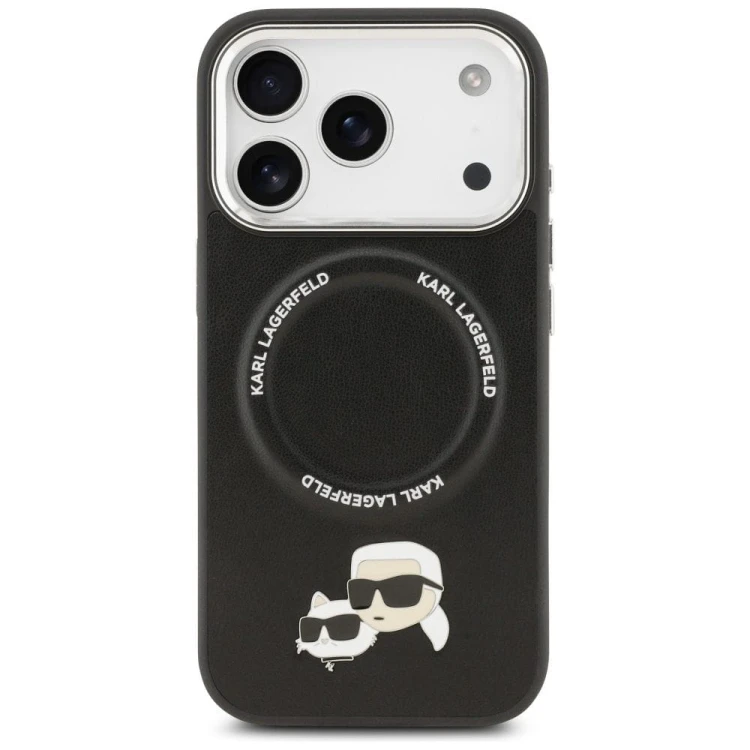Luksusowe etui Karl Lagerfeld do iPhone 17 Pro MagSafe Karl & Choupette Pins – czarne
