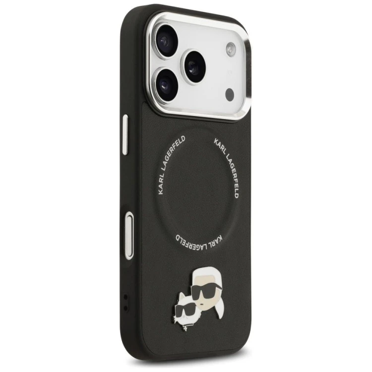 Luksusowe etui Karl Lagerfeld do iPhone 17 Pro MagSafe Karl & Choupette Pins – czarne
