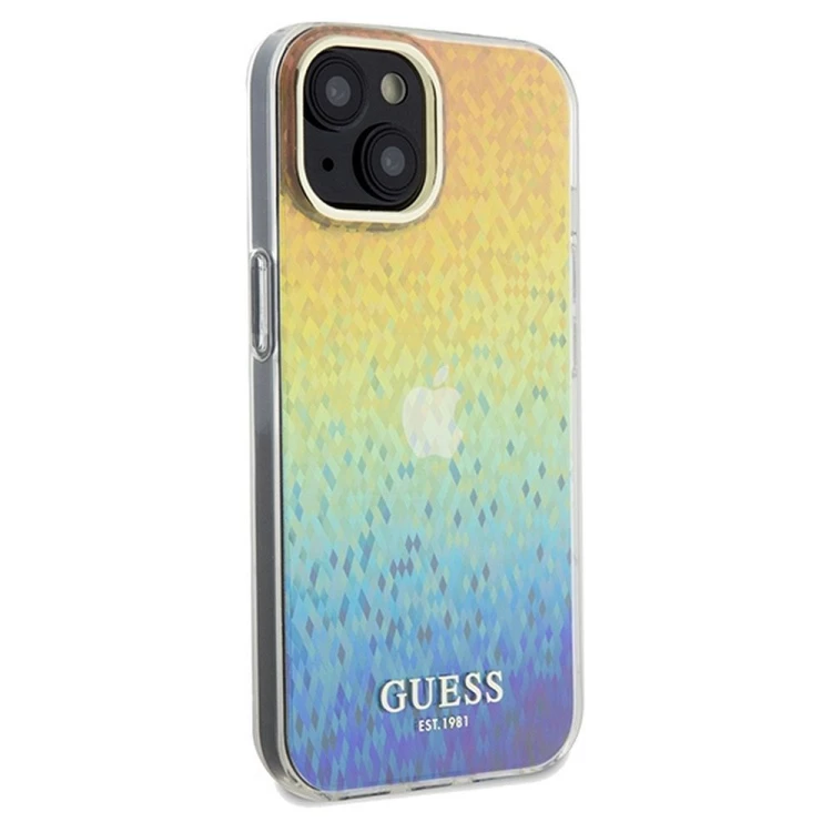 Guess etui iPhone 14 wielokolorowe IML Faceted Mirror disco iridescent – oryginalne GUHCP14SHDECMI