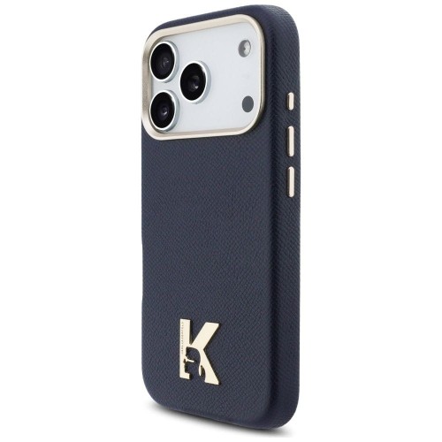 Luksusowe etui Karl Lagerfeld do iPhone 17 Pro MagSafe Karl Head Logo – niebieskie