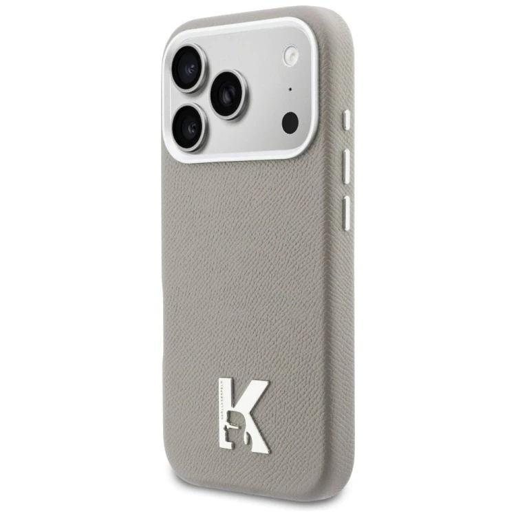 Luksusowe etui Karl Lagerfeld do iPhone 17 Pro MagSafe Karl Head Logo – szare