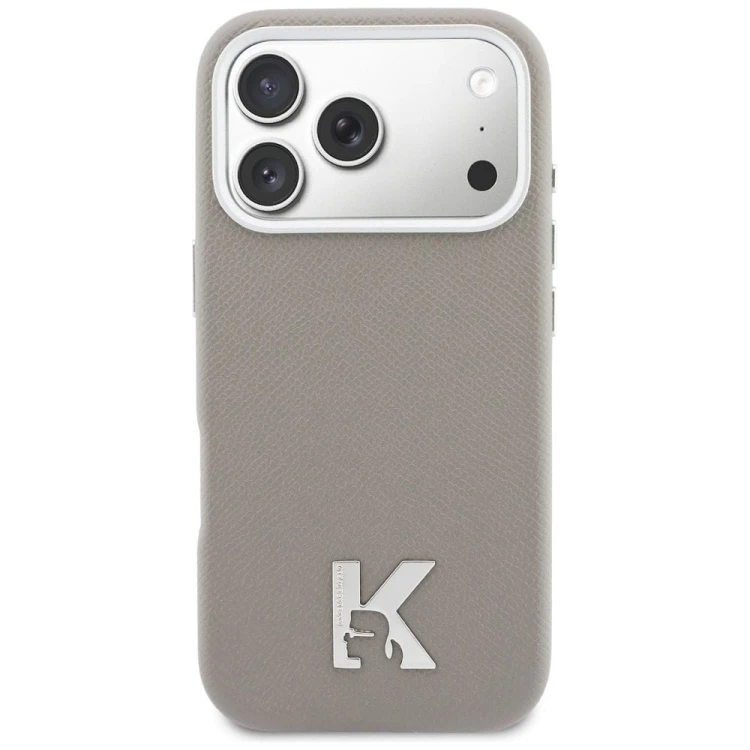 Luksusowe etui Karl Lagerfeld do iPhone 17 Pro MagSafe Karl Head Logo – szare
