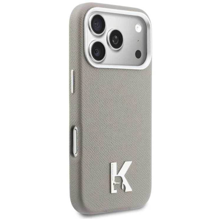 Luksusowe etui Karl Lagerfeld do iPhone 17 Pro MagSafe Karl Head Logo – szare