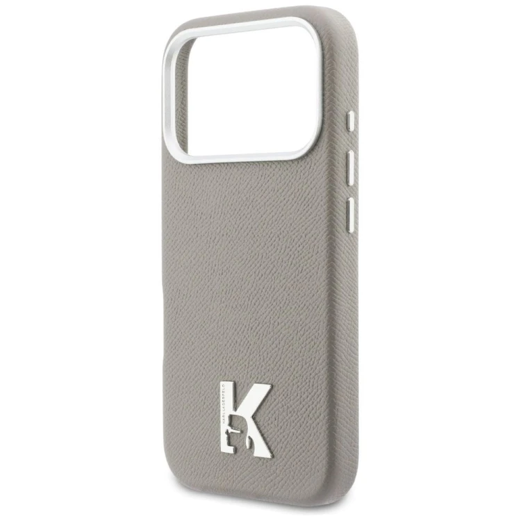 Luksusowe etui Karl Lagerfeld do iPhone 17 Pro MagSafe Karl Head Logo – szare