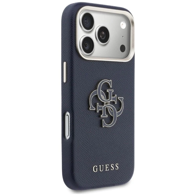 Etui Guess iPhone 17 Pro FW Resin Logo Niebieskie - Skóra Ekologiczna 4G