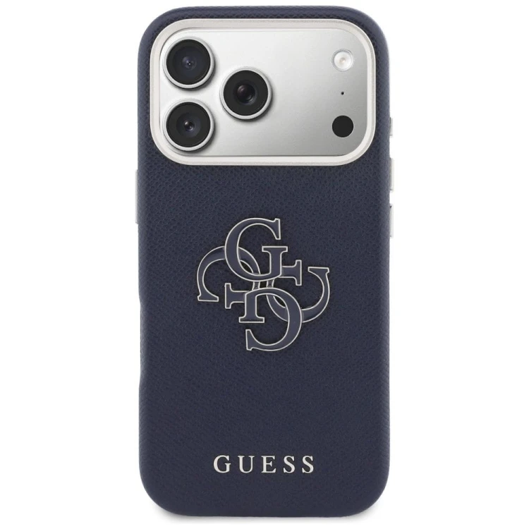 Etui Guess iPhone 17 Pro FW Resin Logo Niebieskie - Skóra Ekologiczna 4G