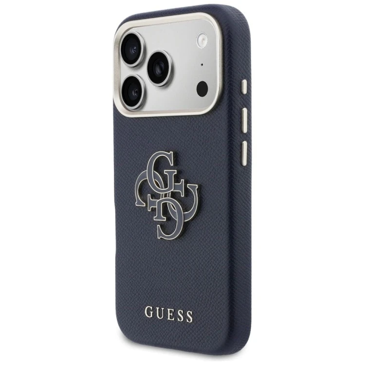 Etui Guess iPhone 17 Pro FW Resin Logo Niebieskie - Skóra Ekologiczna 4G