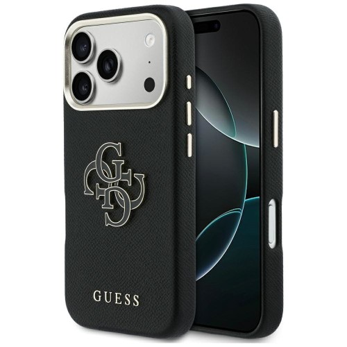 Etui Guess iPhone 17 Pro Max FW Resin Logo Czarne - Skóra 4G Srebrne Logo