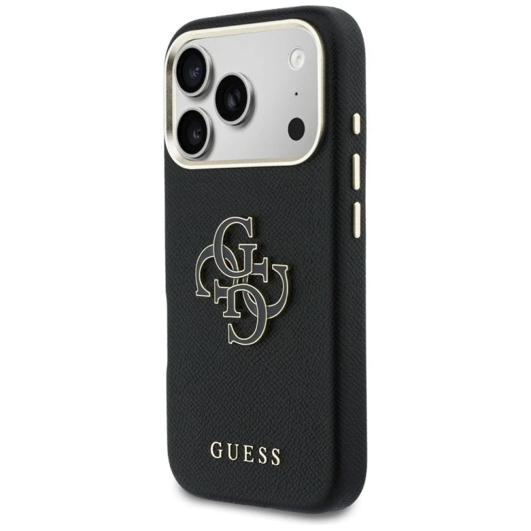 Etui Guess iPhone 17 Pro Max FW Resin Logo Czarne - Skóra 4G Srebrne Logo