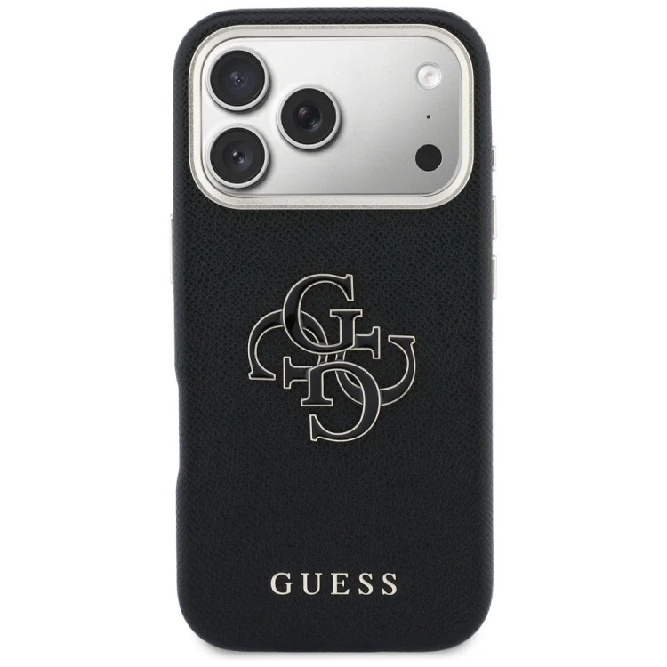 Etui Guess iPhone 17 Pro Max FW Resin Logo Czarne - Skóra 4G Srebrne Logo