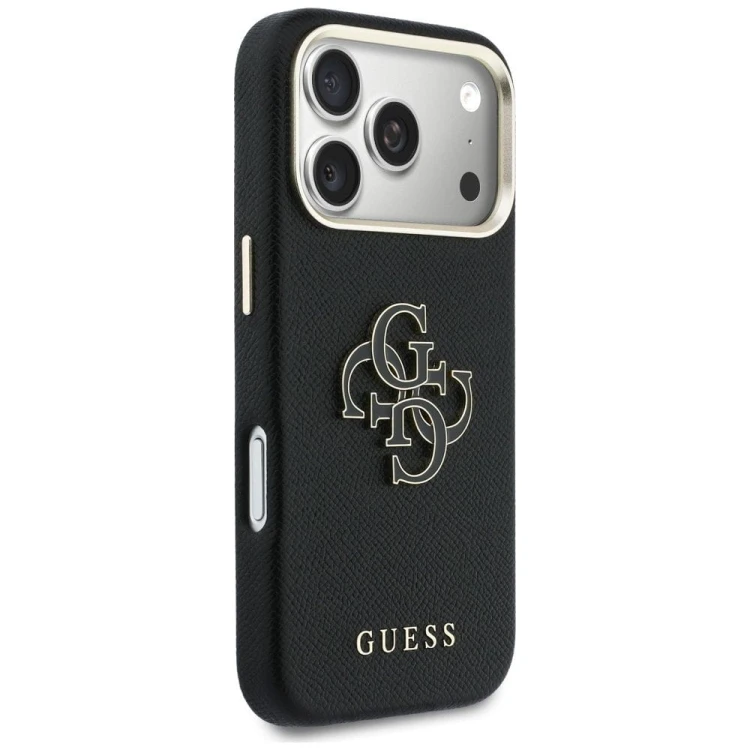 Etui Guess iPhone 17 Pro Max FW Resin Logo Czarne - Skóra 4G Srebrne Logo
