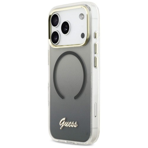 Etui Guess iPhone 17 Pro IML Gradient Script Metal Czarne - MagSafe Aluminium
