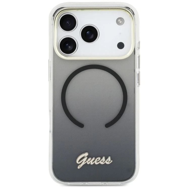 Etui Guess iPhone 17 Pro IML Gradient Script Metal Czarne - MagSafe Aluminium
