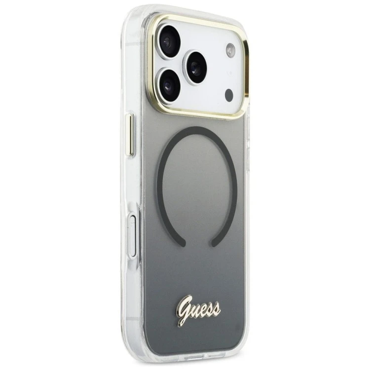 Etui Guess iPhone 17 Pro IML Gradient Script Metal Czarne - MagSafe Aluminium