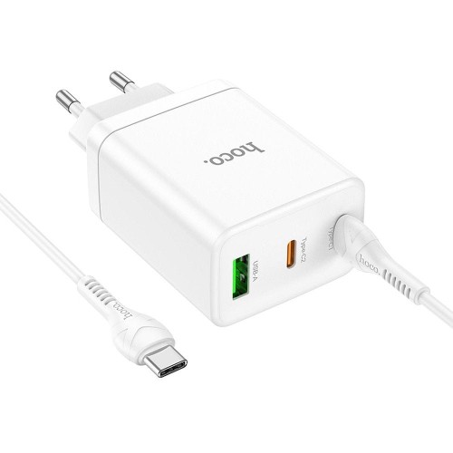 Ładowarka sieciowa Hoco 35W 2x USB-C + USB-A PD QC 3.0 + kabel USB-C 1m biała